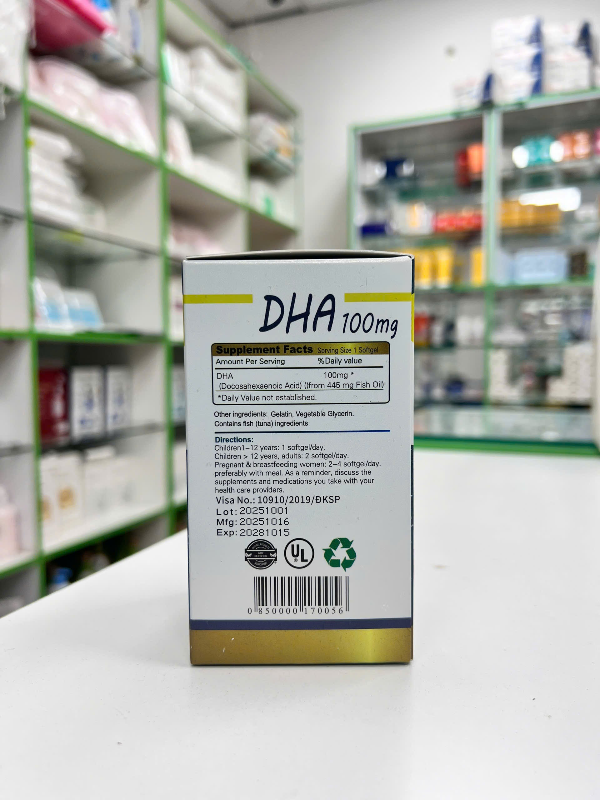 DHA 100mg — sản phẩm bổ sung omega-3 với thông tin hàm lượng rõ ràng